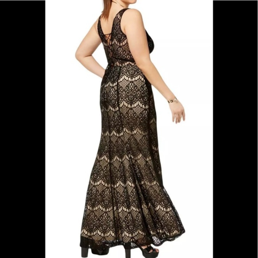 Women’s Formal Dress Size 14 Black TLC SAY YES TO THE PROM Lace Tie Back Gown